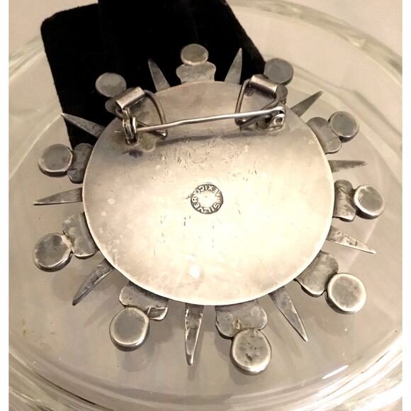 WILLIAM SPRATLING DESIGN Mexico Sterling Amethyst Aztec Sun Pendant/Brooch - Picture 4 of 5